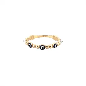 14K Gold Evil Eye Bubble Band