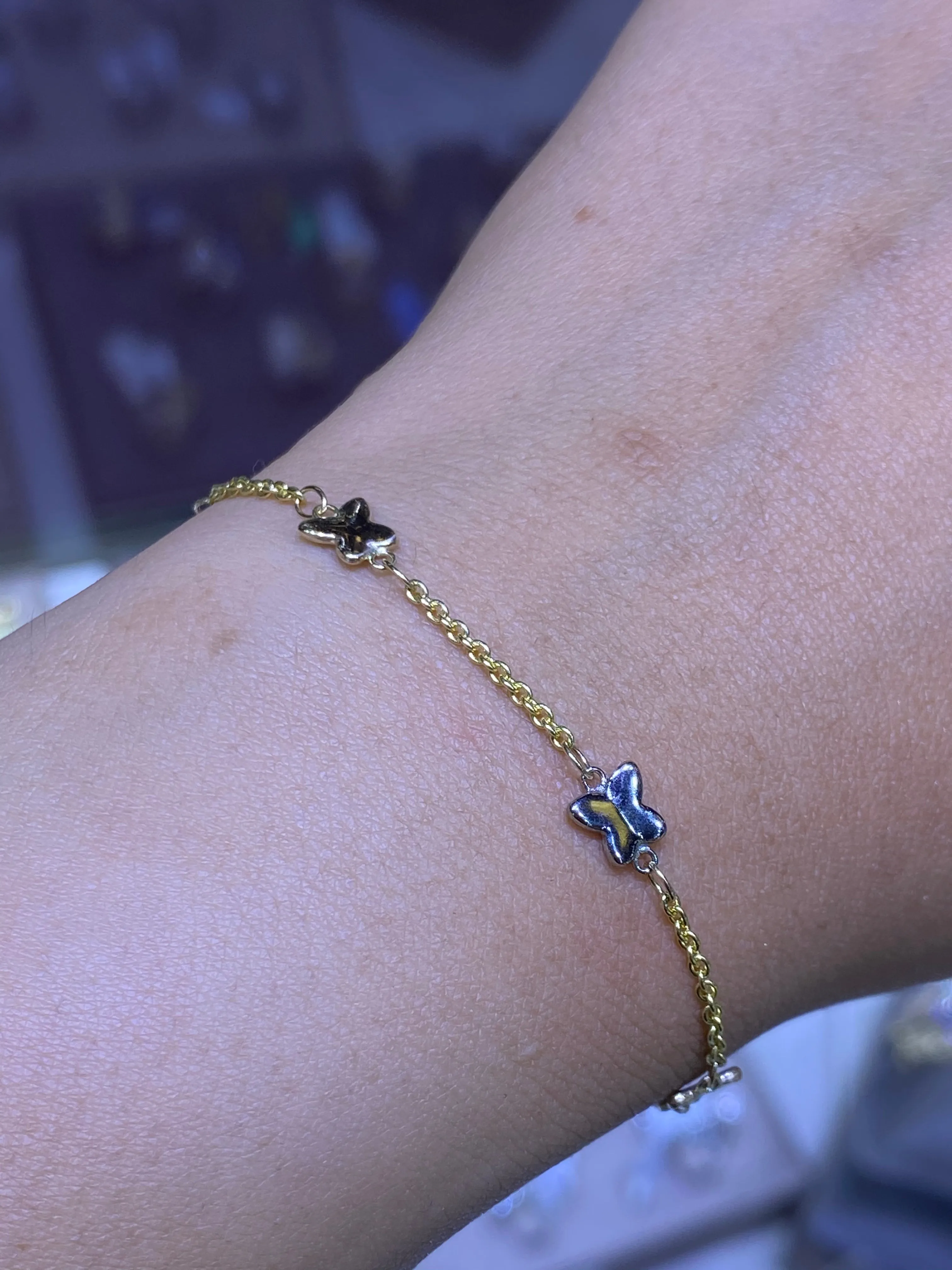 14k Gold Two-Tone Butterfly Bracelet