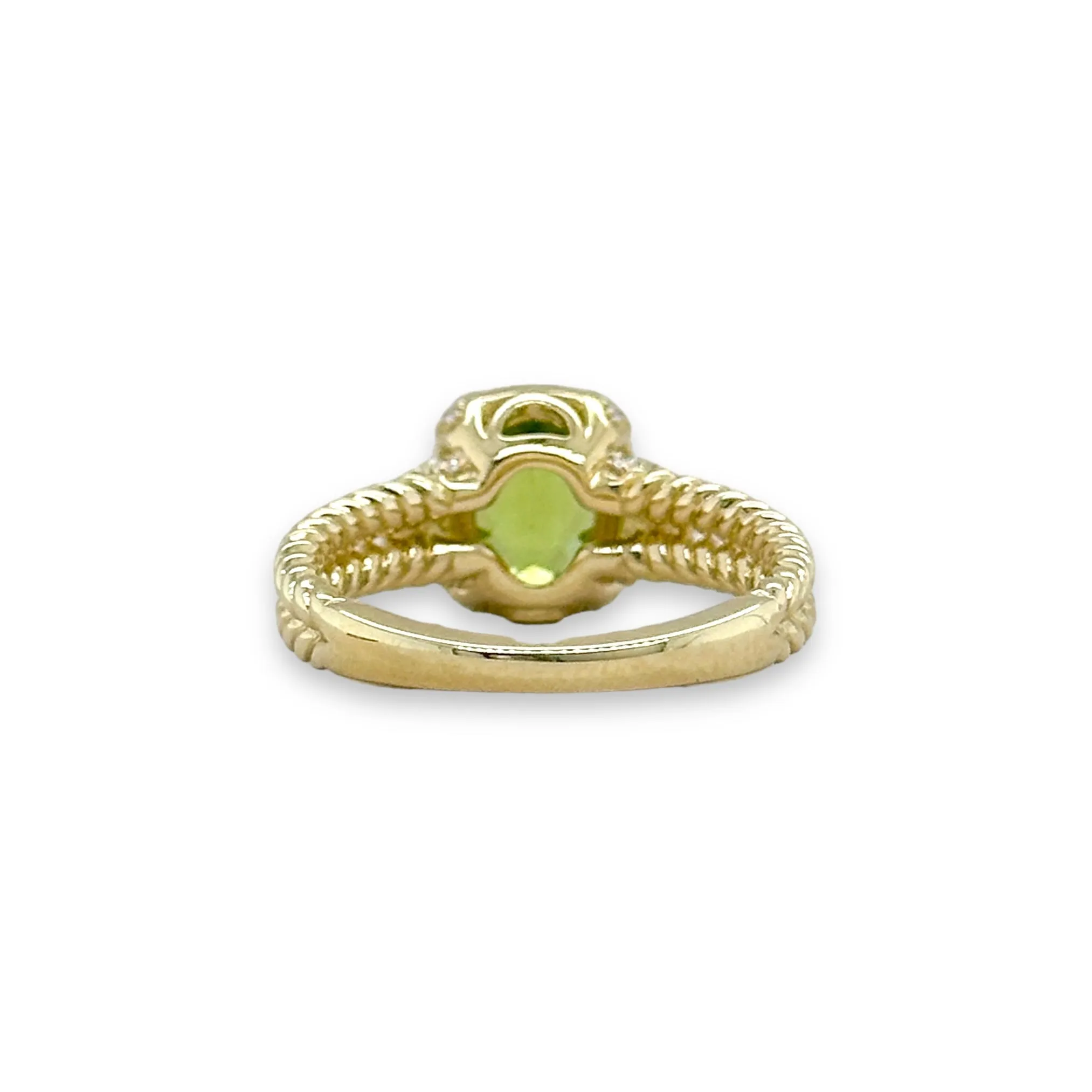 14K Y Gold 0.23ctw Diamond and 1.46ct Peridot Oval Ring