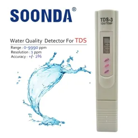 2-in-1 PPM Water TDS Meter Tester Drinking Water Quality Analyzer Monitor Filter Rapid Test Aquarium Hydroponics Pools PPM TDS-3