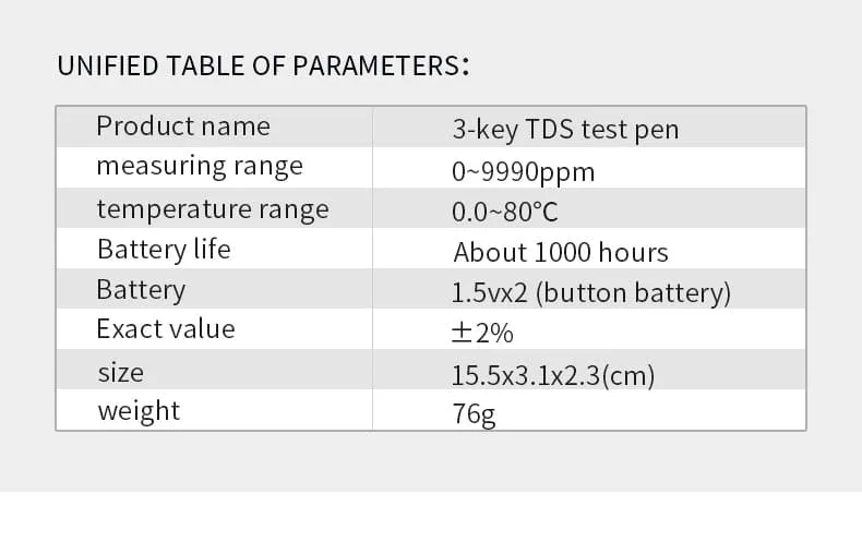 2-in-1 PPM Water TDS Meter Tester Drinking Water Quality Analyzer Monitor Filter Rapid Test Aquarium Hydroponics Pools PPM TDS-3