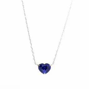 2.27 Carat Heart Shape Royal Blue Natural Sapphire Pendant Necklace