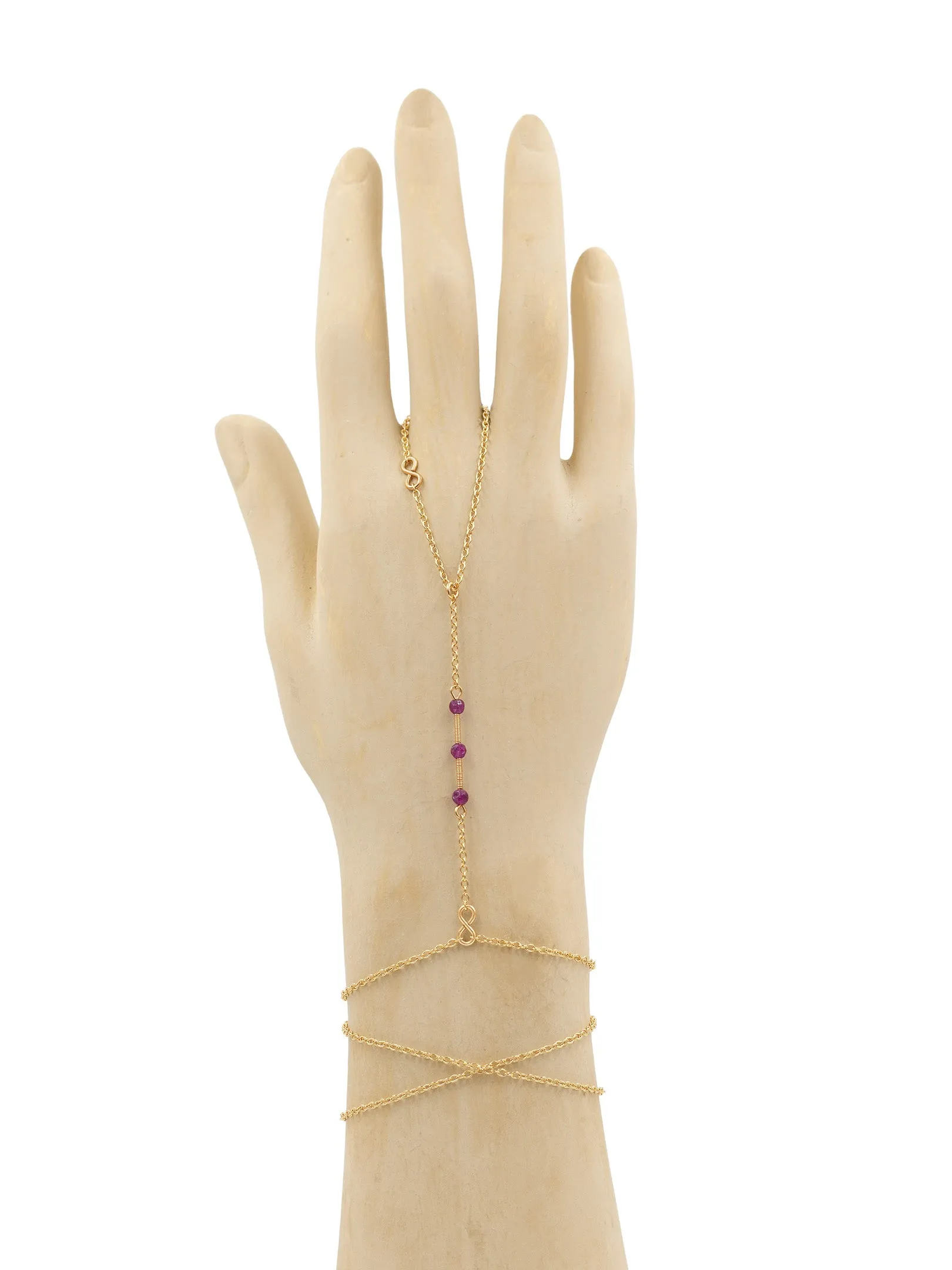 3 Point Balancing Bar Gemstone Hand Chain