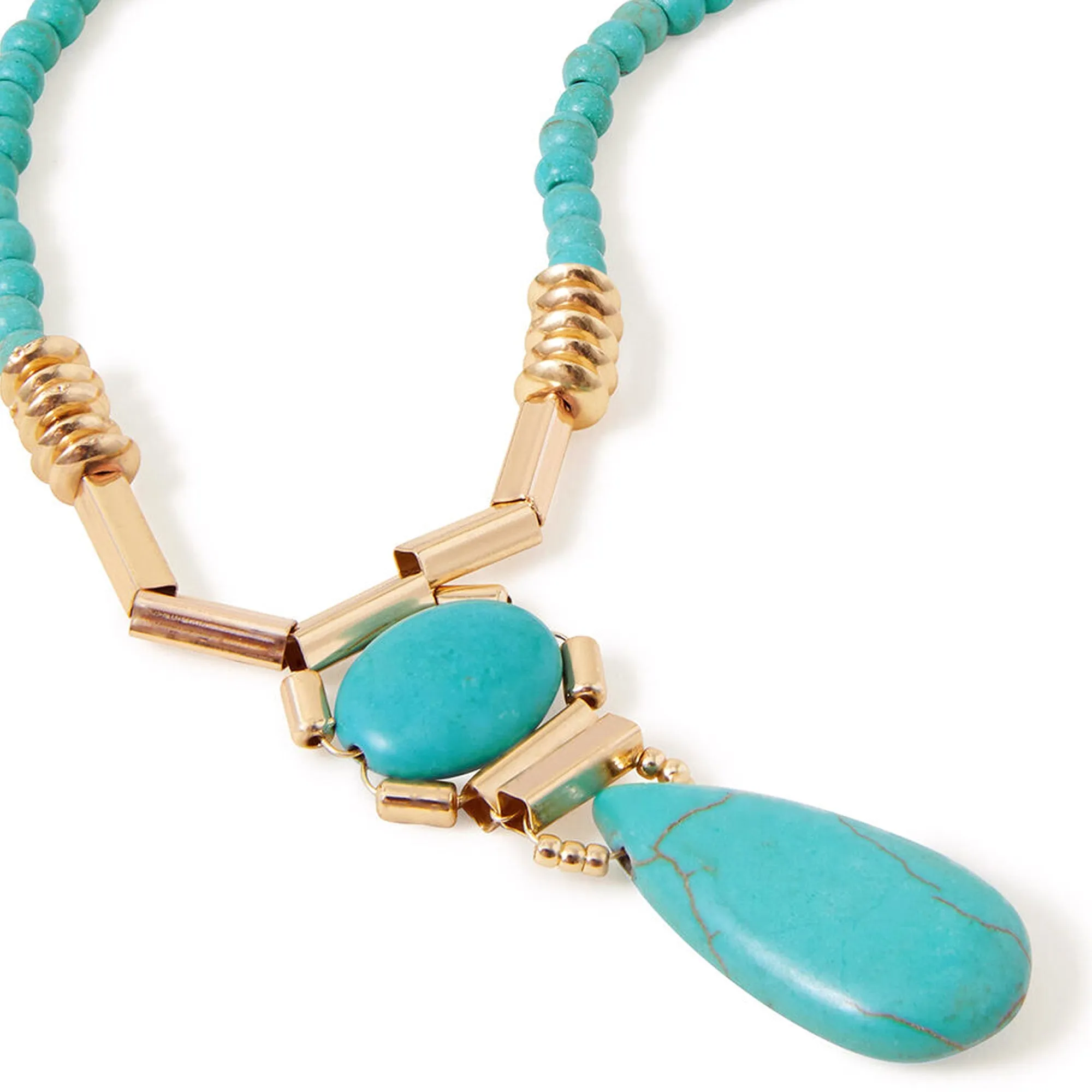 Accessorize London Women's Semi-Precious Turquoise Beaded Pendant Necklace