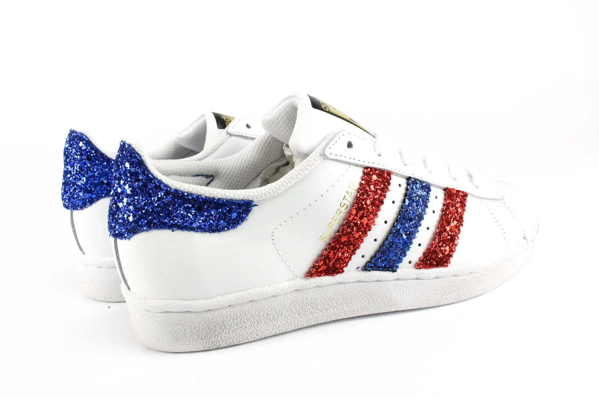 Adidas Superstar Red & Bluette Glitter