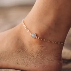 Aquamarine Link Chain Anklet For Calm