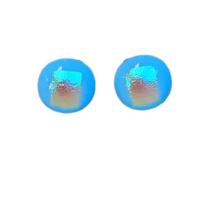 Artisan Glass stud earrings Blue and Rose Gold