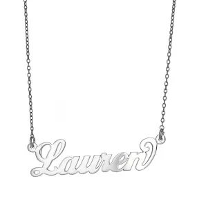 Better Jewelry Personalized .925 Sterling Silver Carrie Script Name Plate Necklace, 3 grams (Made in USA)