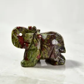 Bloodstone Elephant 2 Gemstone Carving