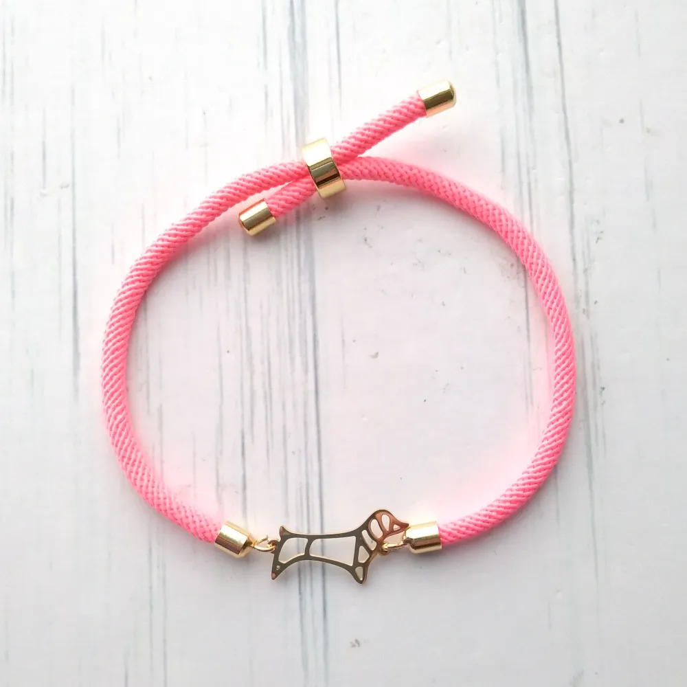 Dani Dachshund Corded Slider Bracelet