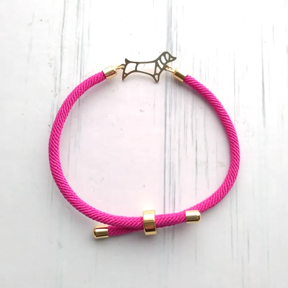 Dani Dachshund Corded Slider Bracelet