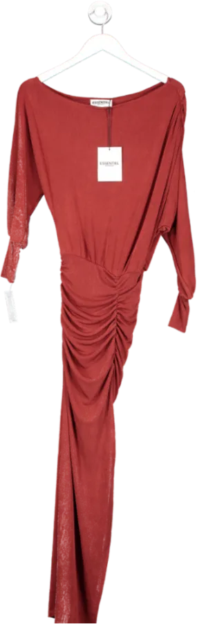 Essentiel Antwerp Red Equal Ruched Stretch-jersey Midi Dress UK 6