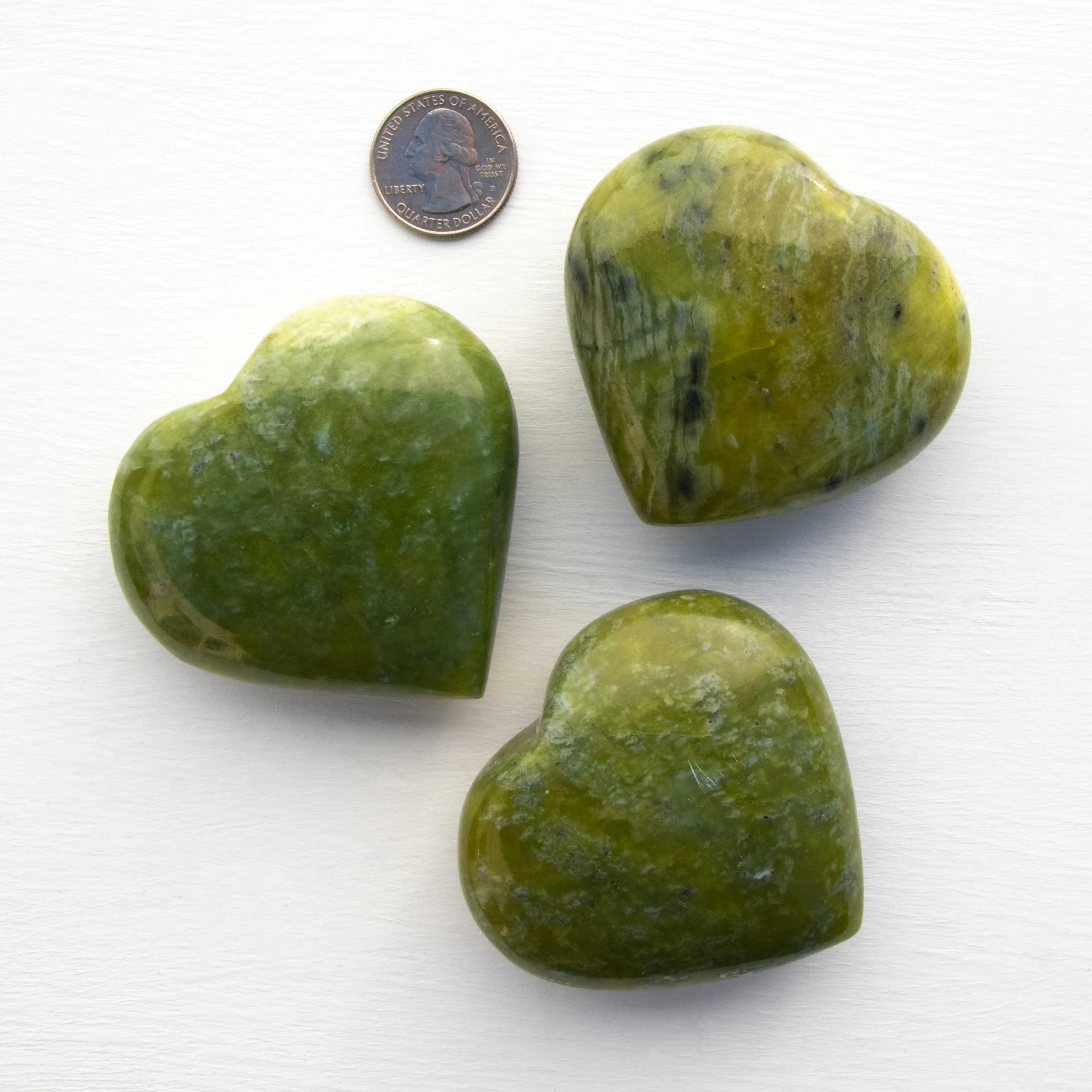 Green Opal -  Polished, Hearts