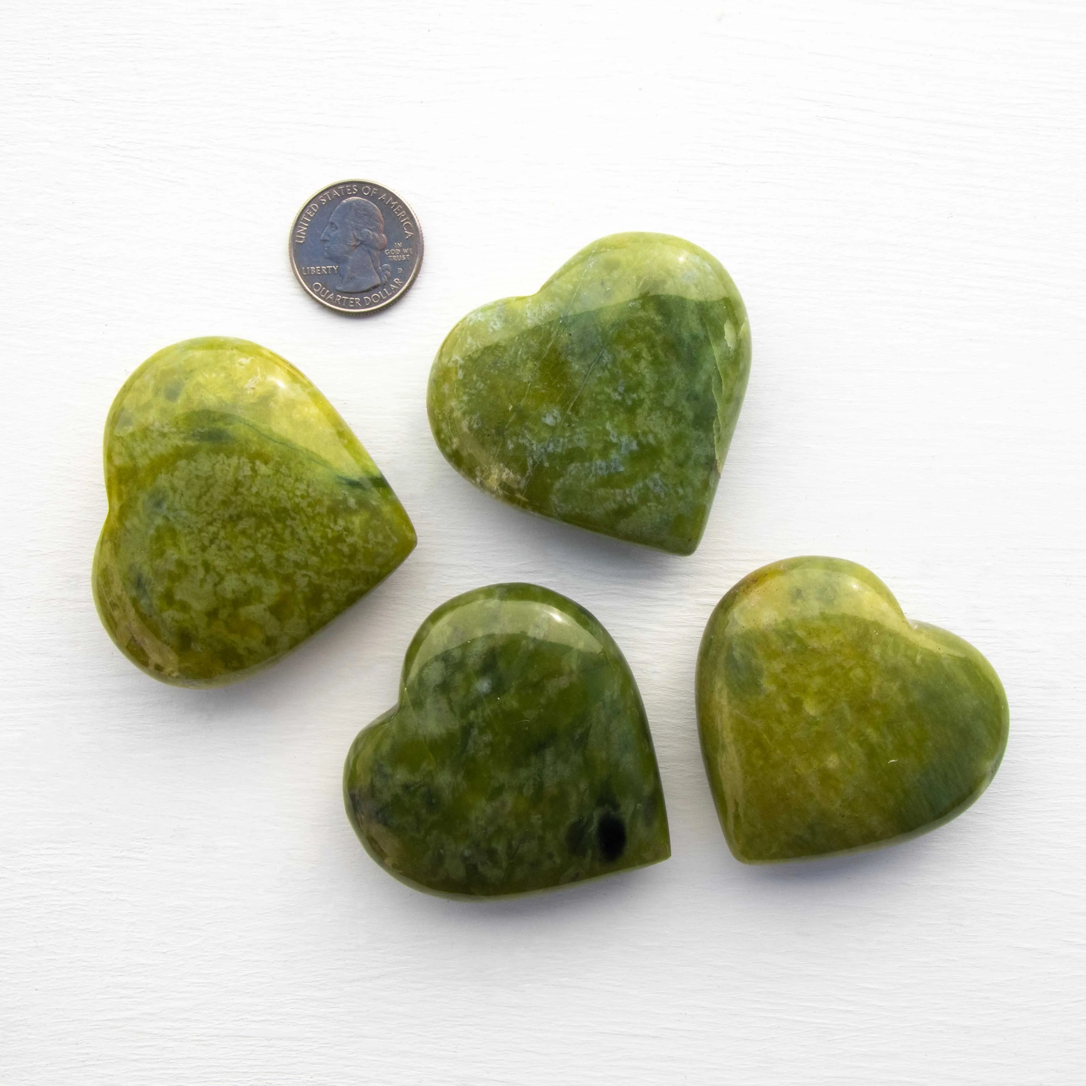 Green Opal -  Polished, Hearts