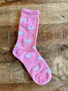 Heart Socks in Pink and White