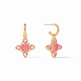 Julie Vos Aquitaine Hoop & Charm Earring, Peony Pink