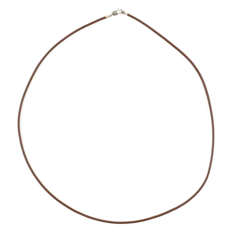 Leather Necklace-1.5mm Leather Cording with Sterling Silver Lobster Clasp-Brown-18 Inches