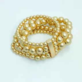 Matte Gold Beaded Stretch Bracelet