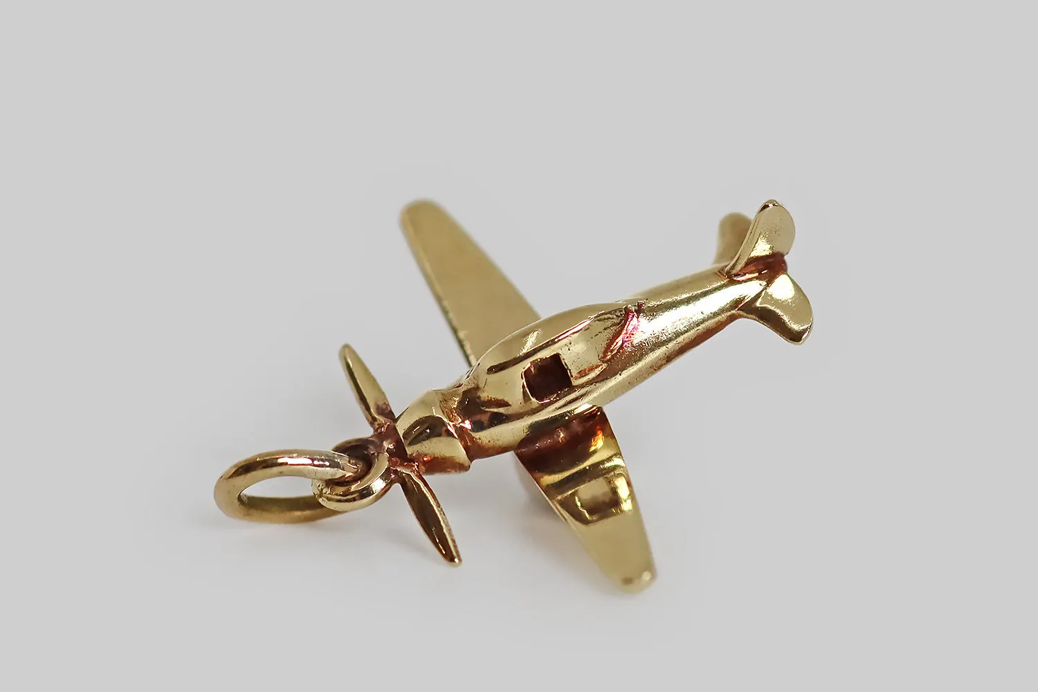 Sloan & Co. 1930s Miniature Single Engine Plane Charm in 14k Gold