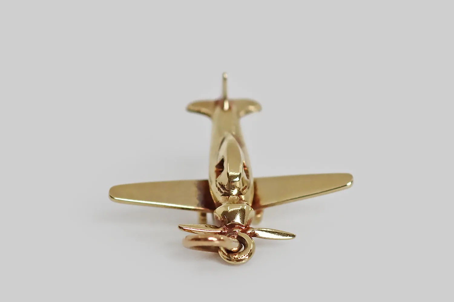 Sloan & Co. 1930s Miniature Single Engine Plane Charm in 14k Gold