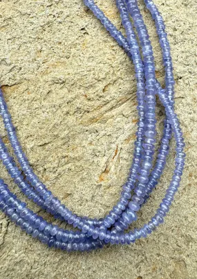 Tanzanite 3mm Smooth Rondelle Beads, 16 inch Strand